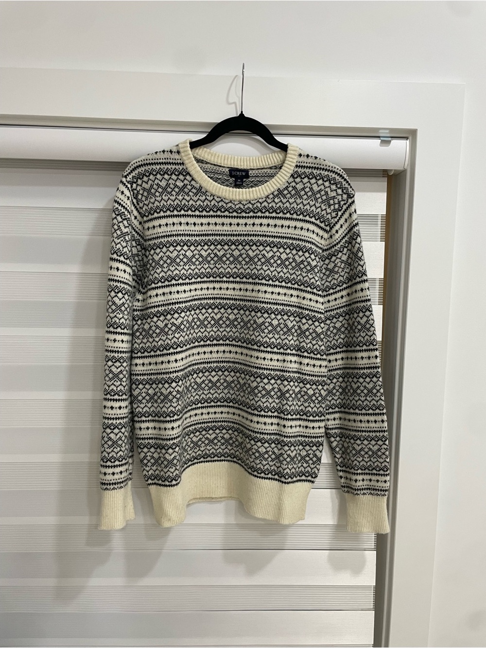 J. Crew Cream and Black Crewneck Sweater